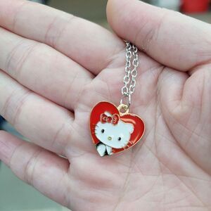 Brand New Hello Kitty Red Heart Silver Necklace